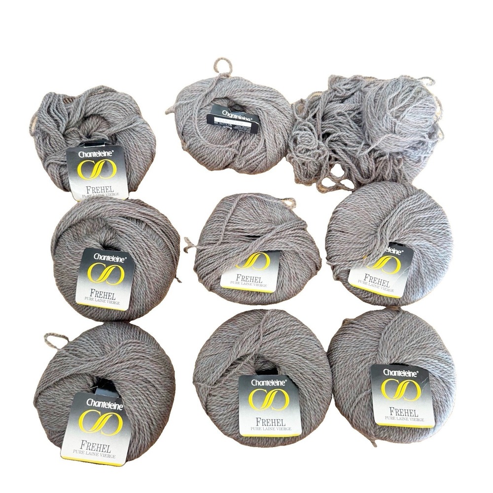 Lot of 9 Vintage Chanteleine FREHEL Yarn 69120 015 Gray